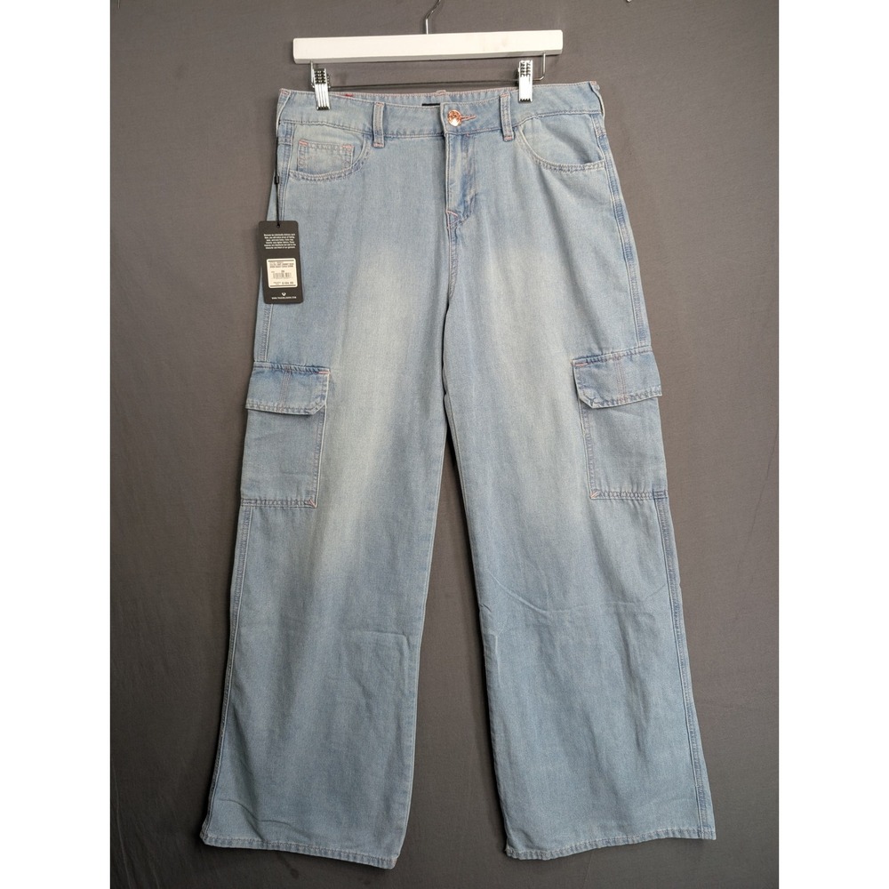 True Religion Bobbi Baggy Cargo Denim Jeans Light Journey Wash 600847 Size 29